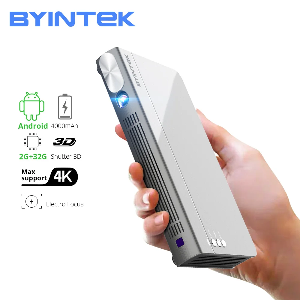 BYINTEK P12 смарт Wifi карманный портативный видео проектор LED DLP лазерный мобильный для