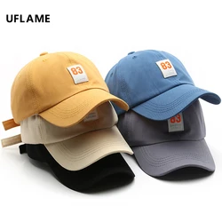 UFLAME Letter Patch Baseball Cap for Women Men Cotton Summer Visor Hats Adjustable Outdoor Sports Hat Unisex Soft Top Caps Bone