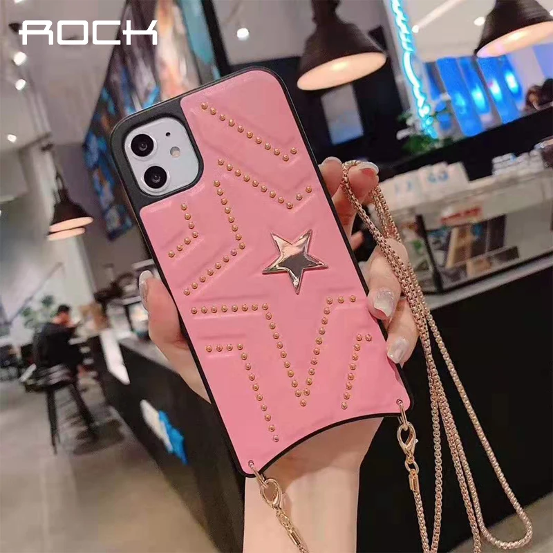 

ROCK Fashion Lady Case For iphon 11 Pro Max 3D Rivet Star Handbag Leather Cover Case For iphone Xs Max X XR 7 8 Plus 7+ Fundas