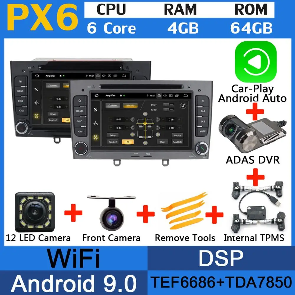 5 USB порт PX6/Восьмиядерный Android 9,0 автомобильный dvd-плеер для peugeot 408 2010 2011 peugeot 308 2008 2009 2011 Автомобильный Радио gps DSP - Цвет: PX6-Adas-Carplay-TMS
