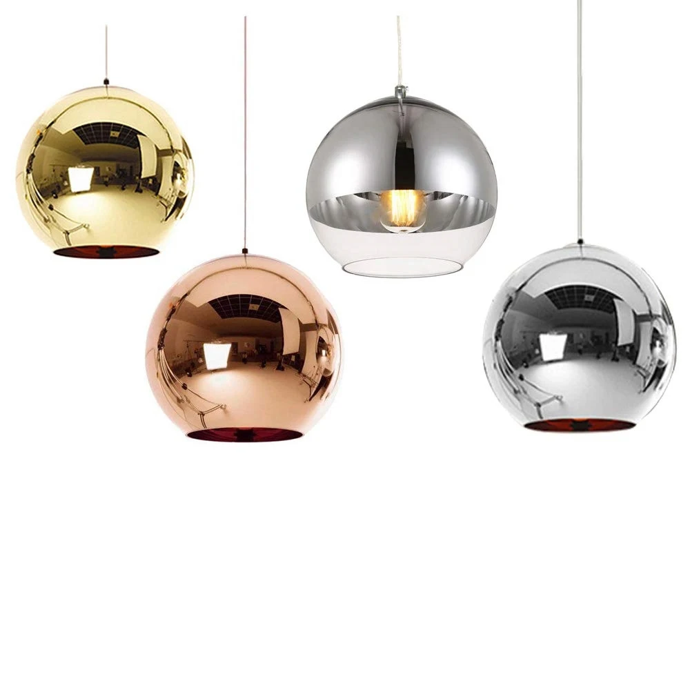 Медный Серебряный затененный зеркальный подвесной светильник E27 лампа