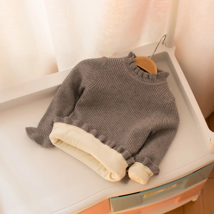 Зимний бархатный детский теплый свитер - Цвет: Серый