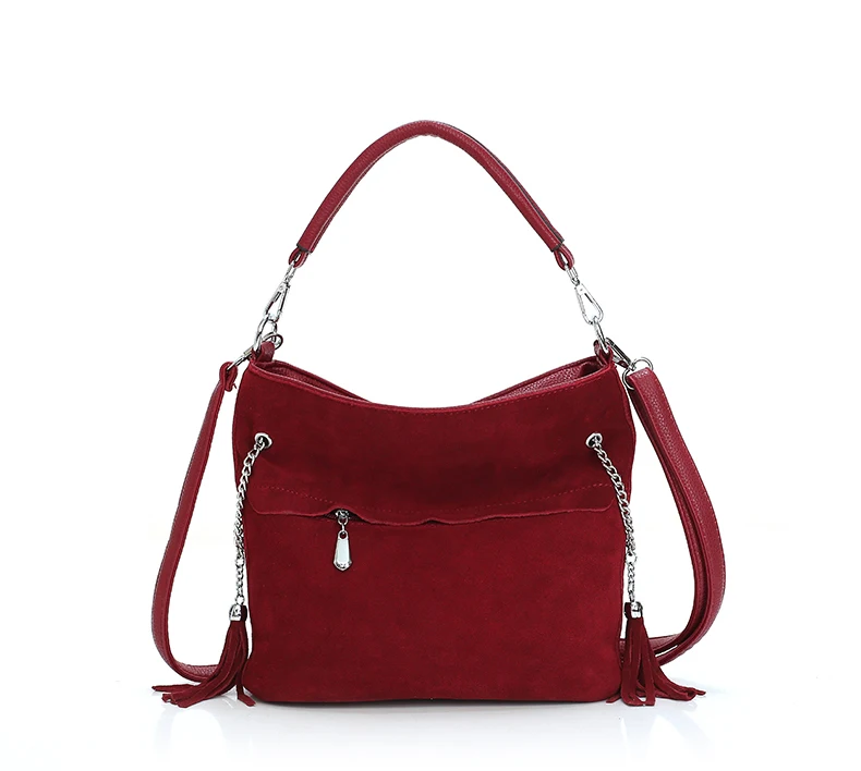 Faux Suede Handbag Luxury Brand Shoulder Bags for Women 2019 Tassel Bucket PU Leather Crossbody Bag Vintage Hobo Messenger Purse (14)