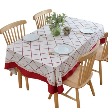 

Christmas Tablecloth Crochet Lace Tablecloths Embroidery Grid Table Cover Top Grade Polyester Cotton Dining Decorative Dropship