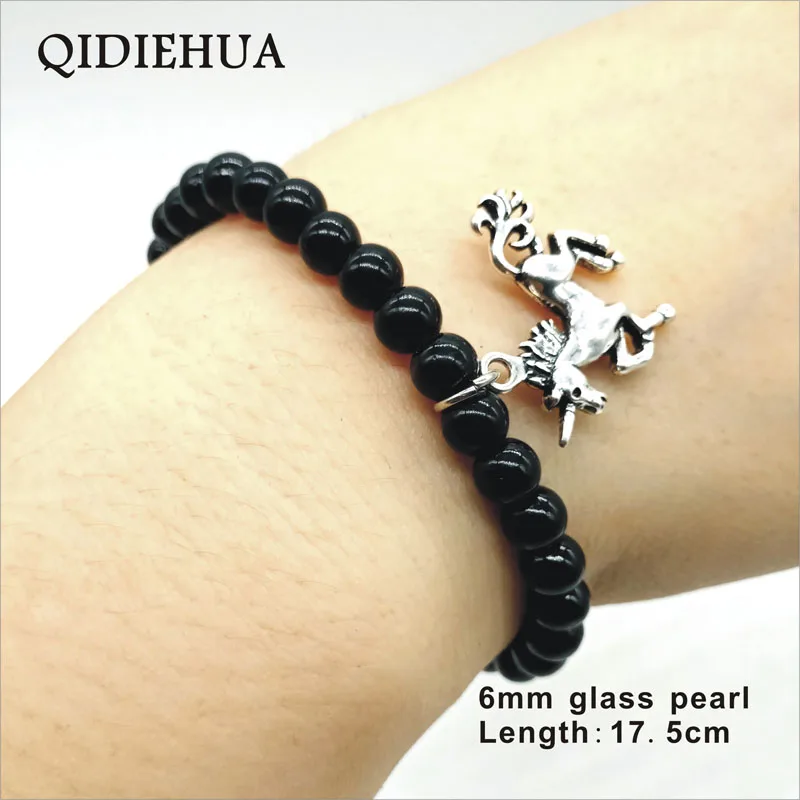 Единорог браслеты ручной работы из бисера 6 мм изюминка стекло жемчуг модный браслет для унисекс подарки ювелирные изделия оптом
