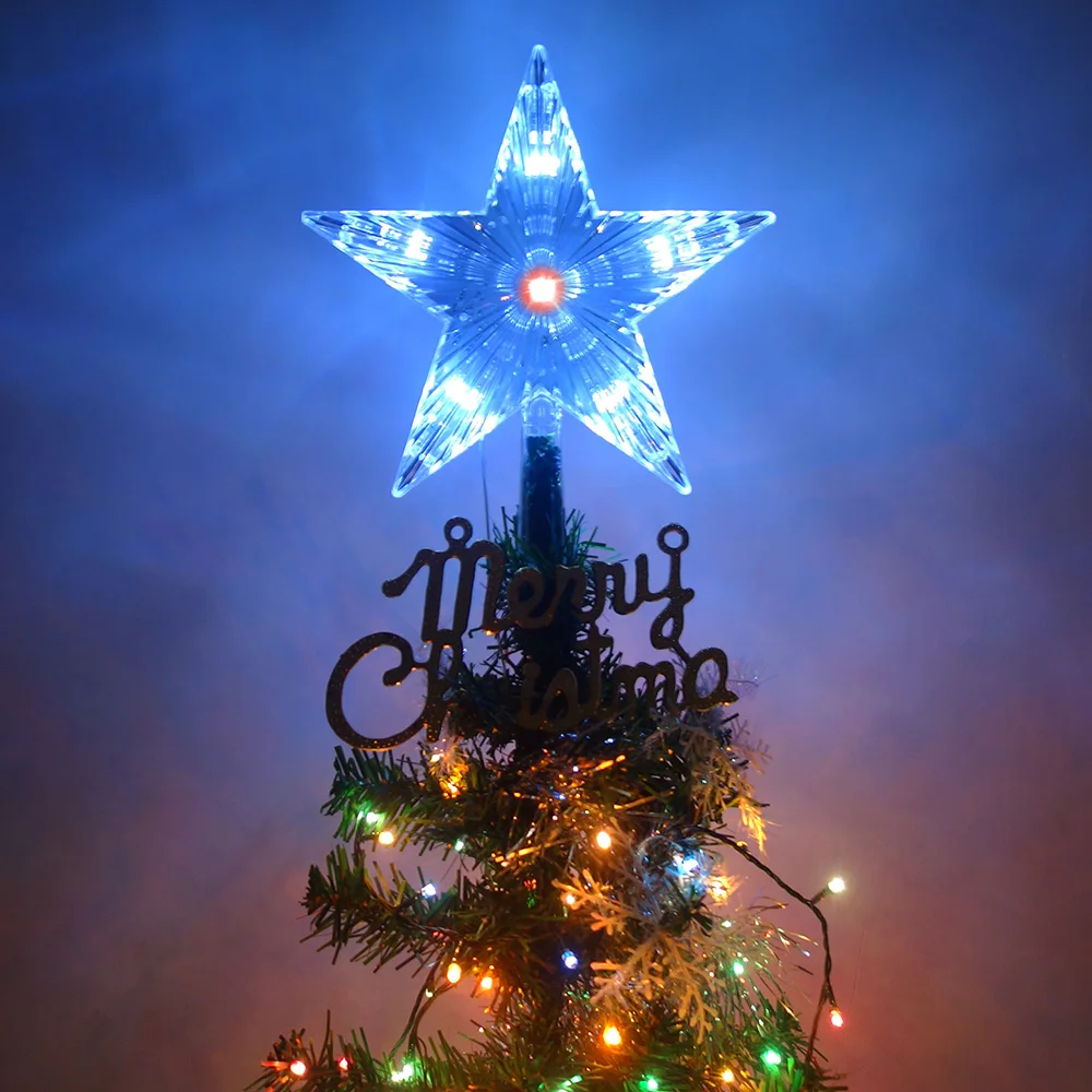 Details about   31LEDs Pentagram Star Light Flashing Battery 22cm Christmas Tree Topper Decor US