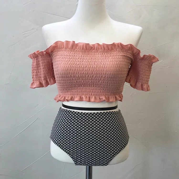 

Europe And America Bikini Bathing Suit Women's Sexy Split Type Hipster Underwire Push up Frilled Two-Piece Swimwear