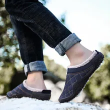 Мягкие плюшевые домашние тапочки; мужская домашняя хлопковая обувь; Мужская бархатная теплая уличная спортивная обувь в клетку; водонепроницаемые домашние тапочки;# G2