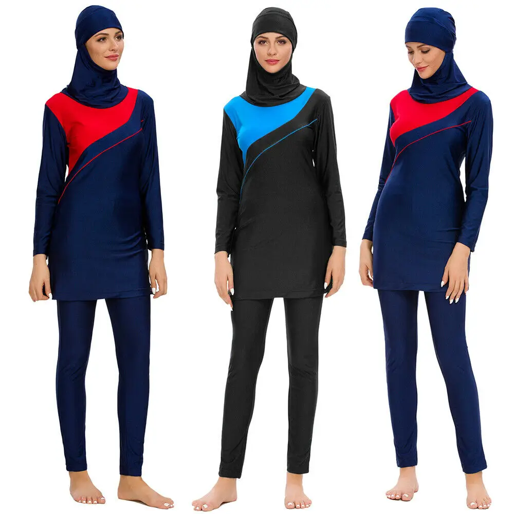 Women Islamic Swimwear Muslim Full Cover Swimsuit Arab Modest Beachwear Burkini 