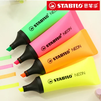 

4 colors/set Germany STABILO Marker Pen Highlighter Pen Toothpaste NEON 72# Oblique Nib Students School Office Stationery