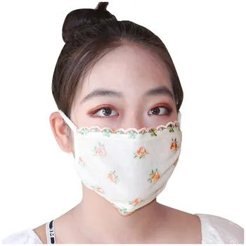 Fashion womens lace mouth reuse masks cute anti dust kawaii muffle face mask anti dust mask cover lace print face mouth mask
