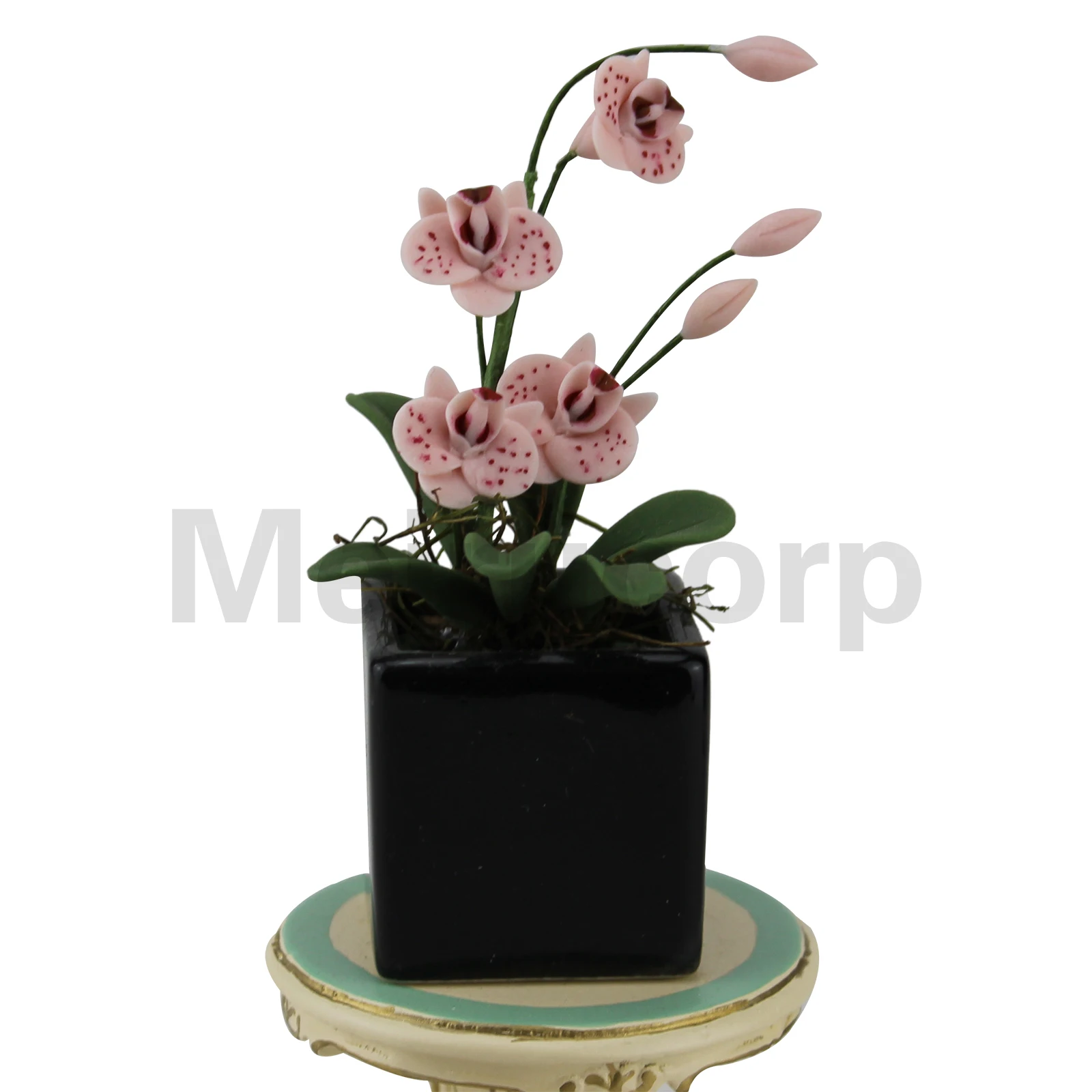 

Dollhouse decorate 1:12 Scale Miniature Pink butterfly orchid And flower pot