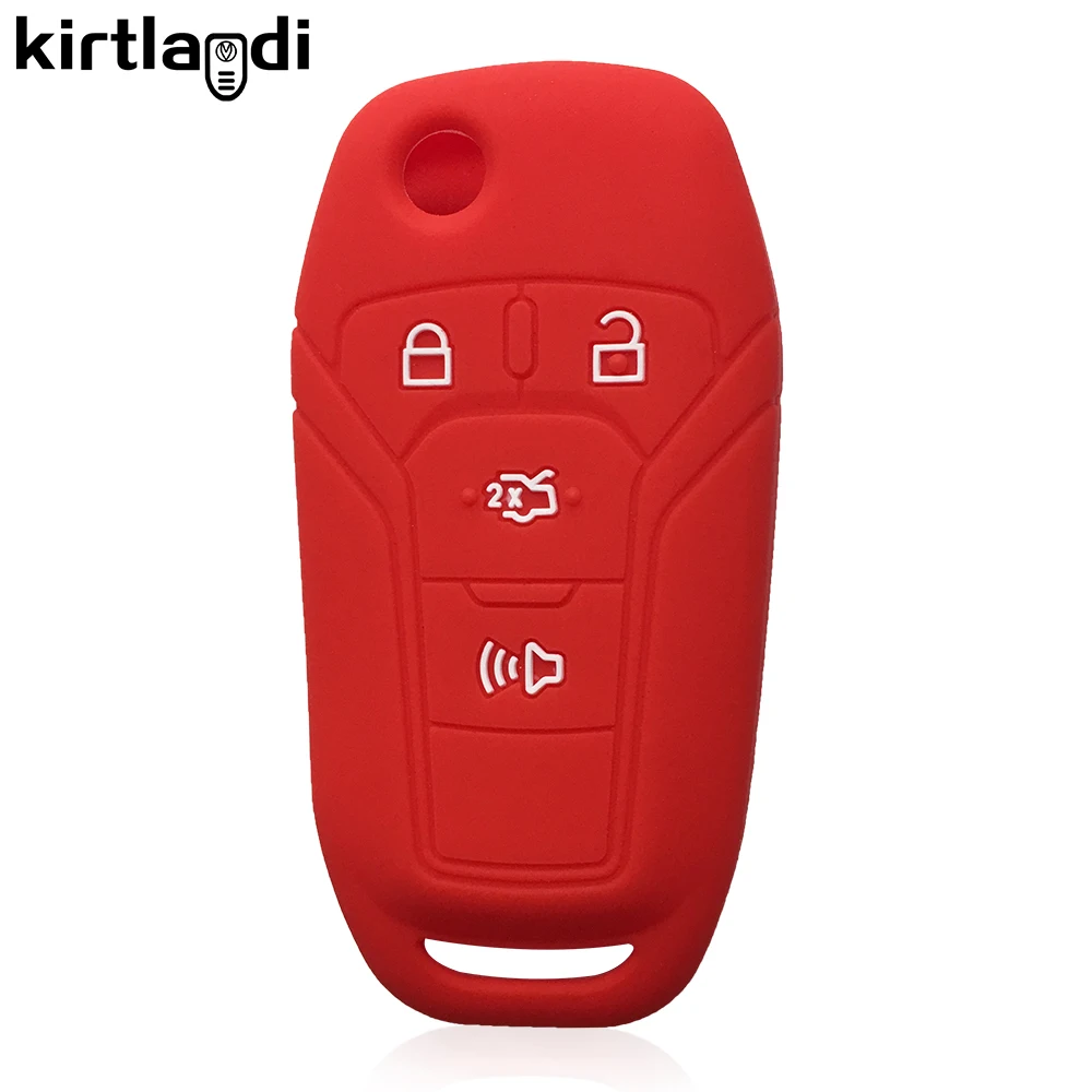 Kirtlandi 실리콘 키 케이스 커버 홀더 Ford Fusion Ka GM 2014 2015 2016 2018 2020 플립 접이식 자동차 키 커버 키 체인 Fob