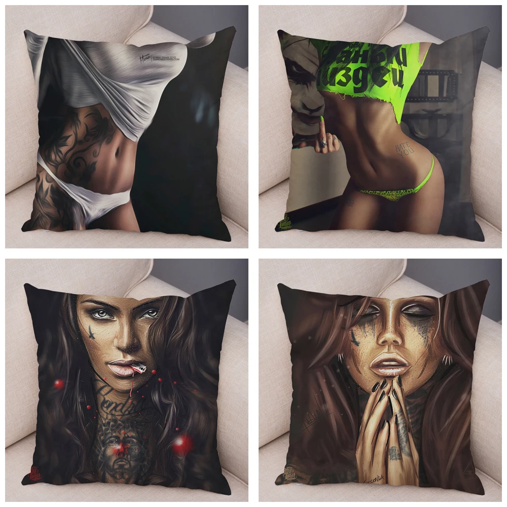 Чехол для подушки Dark Goth Tattoo красивая сексуальная подушка девушки чехол дивана