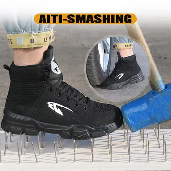 

Winter New Men‘s Anti Smashing Cotton Steel Toe Work Shoes High Top Boots With Fur Men Puncture Proof Safety Shoes