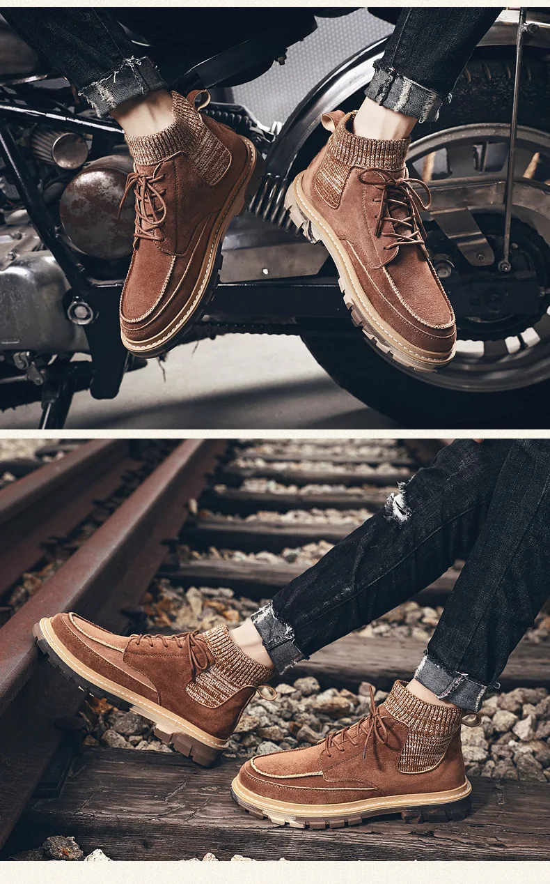 M- Autumn and winter super fire high boots retro tooling boots new England wind outdoor comfortable Martin boots men's shoes