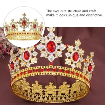 

Wedding Crown Round Shape Bride Crown Celebration Luxurious Headwear Crown Alloy Rhinestone Inlaid Crown For Women Girls