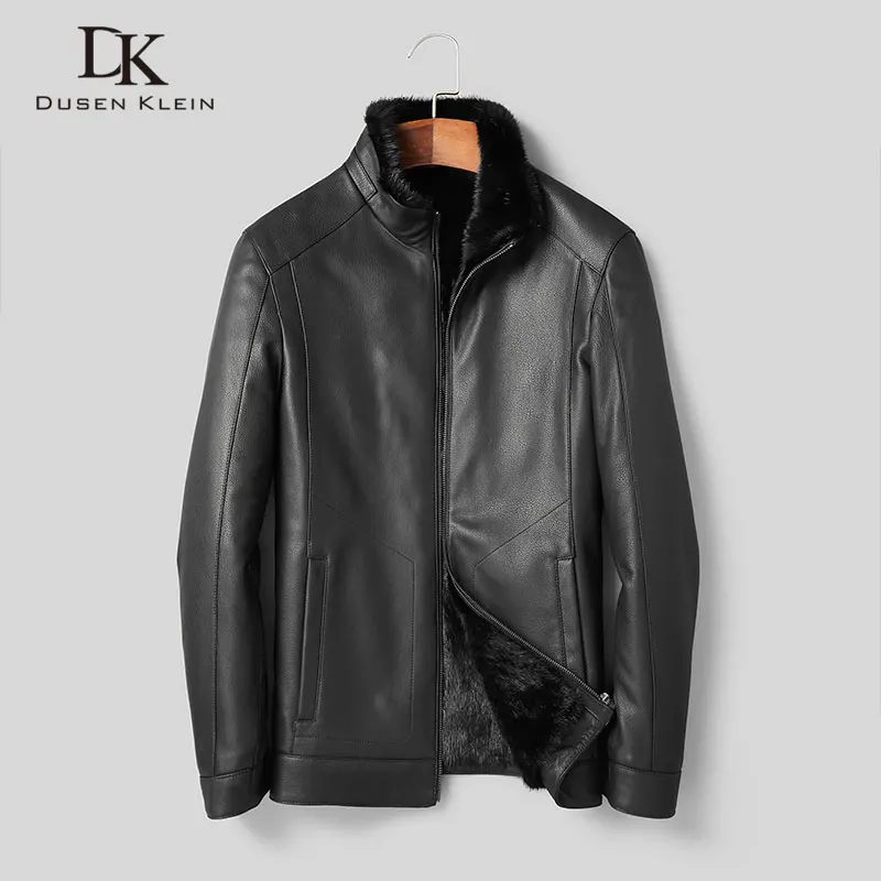 

Men Winter Coat Warm Jackets Thick Outerwear Genuine Leather Sheepskin+Mink Fur Coat 2019 New Jacket T16827