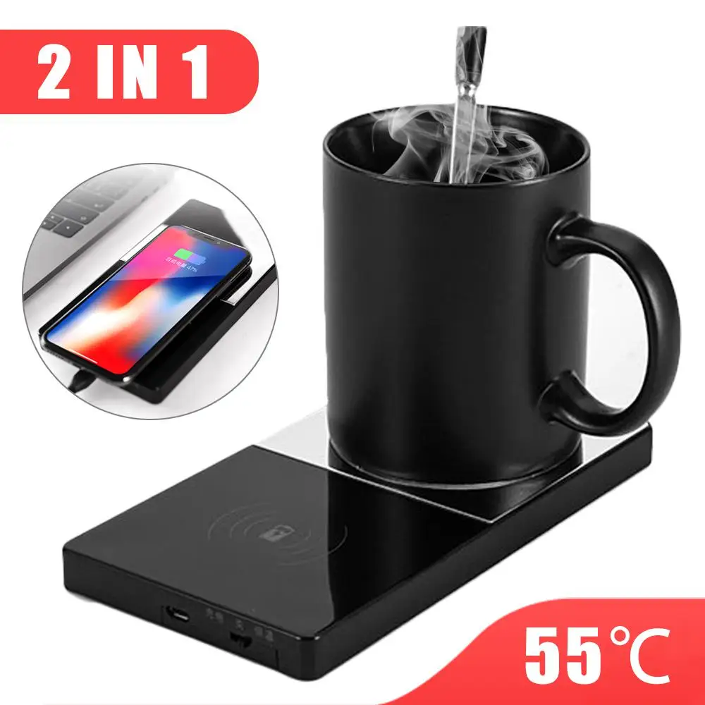 Coffee Mug Warmer Wireless Fast Charger Electric Beverage Warmer