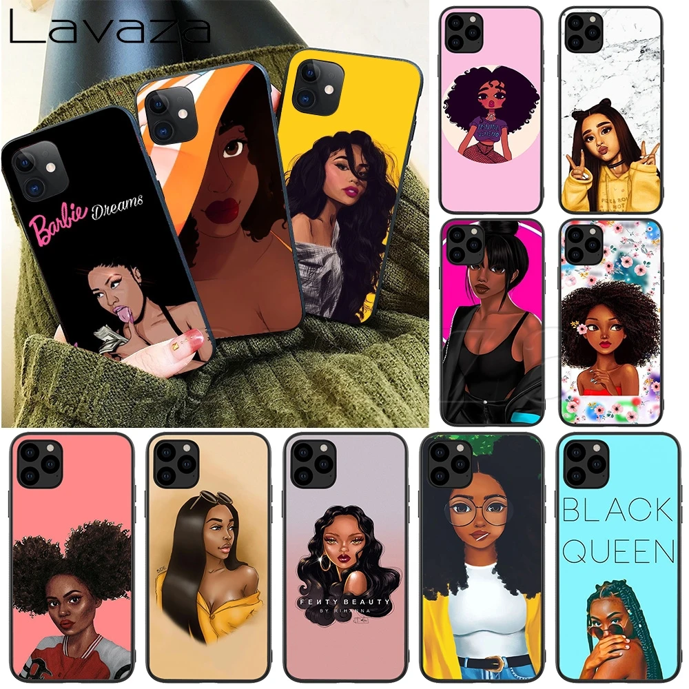 Силиконовый мягкий чехол Lavaza Melanin Poppin Black Queen для iPhone 12 Mini 11 Pro XS Max XR X 8 7 6 6S Plus 5 |