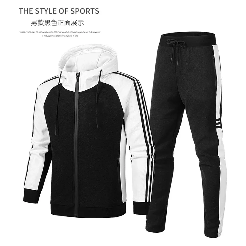

2019 New Style Winter Men Leisure Sports Suit Pure Cotton Trend Morning Run Workout Clothes Hooded Cardigan Coat Batch