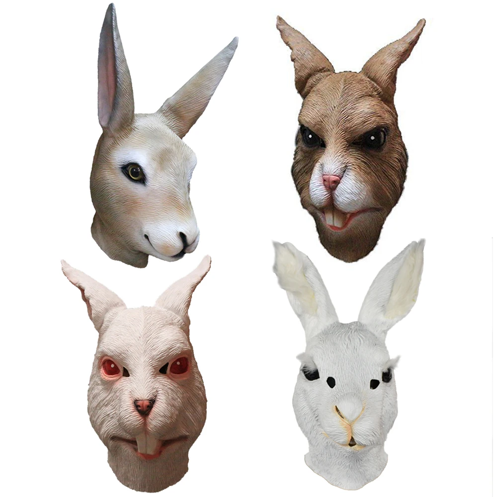 Маска в виде головы животного, Реалистичная маска кролика, Милый заяц, маскарадный костюм на Хэллоуин, Маскарадная маска для страйкбола, Playboy Bunny