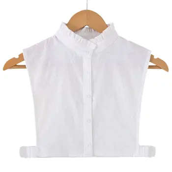 

Korean Women White Lace False Fake Collar DIY Adjustable Detachable Button Down Lapel Ruffles Half-Shirt Blouse