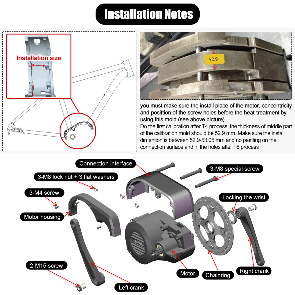 risunmotor M620 G510 48V 52V 1000W UART Mittelmotor für E-Bikes, Elektrisches Lastenfahrrad-Umrüstset mit DPC18-Display – Detail 10