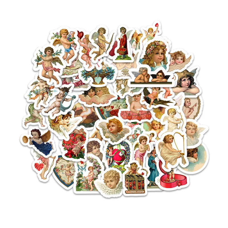 Bild von 50Pcs Retro Cupid Little Angel Stickers For Laptop Car Scrapbooking Phone Motorcycle Luggage Decal Toys For Children PVC Gift