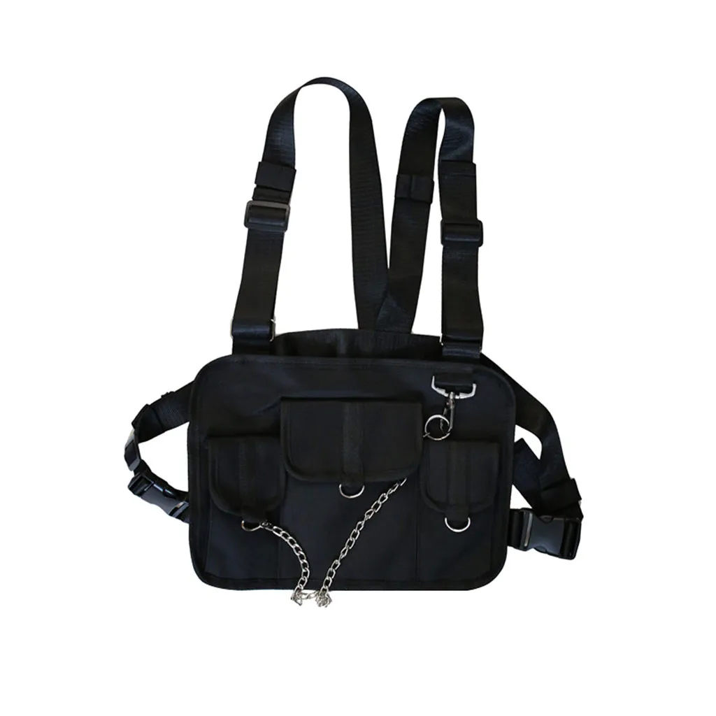 

Unisex tactical vest multi-function function Handbags tide brand strap vest Bags Oxford cloth Pure Color Travel Hiking Bags