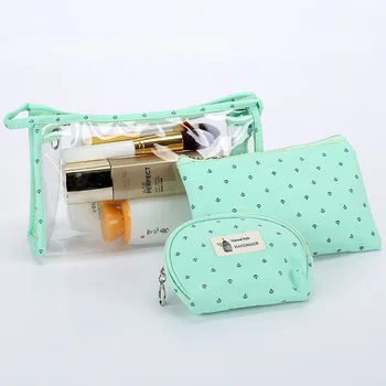 

2019 new three piece cosmetic bag high cost performance crown pattern cosmetic bag PVC travel storage handbag