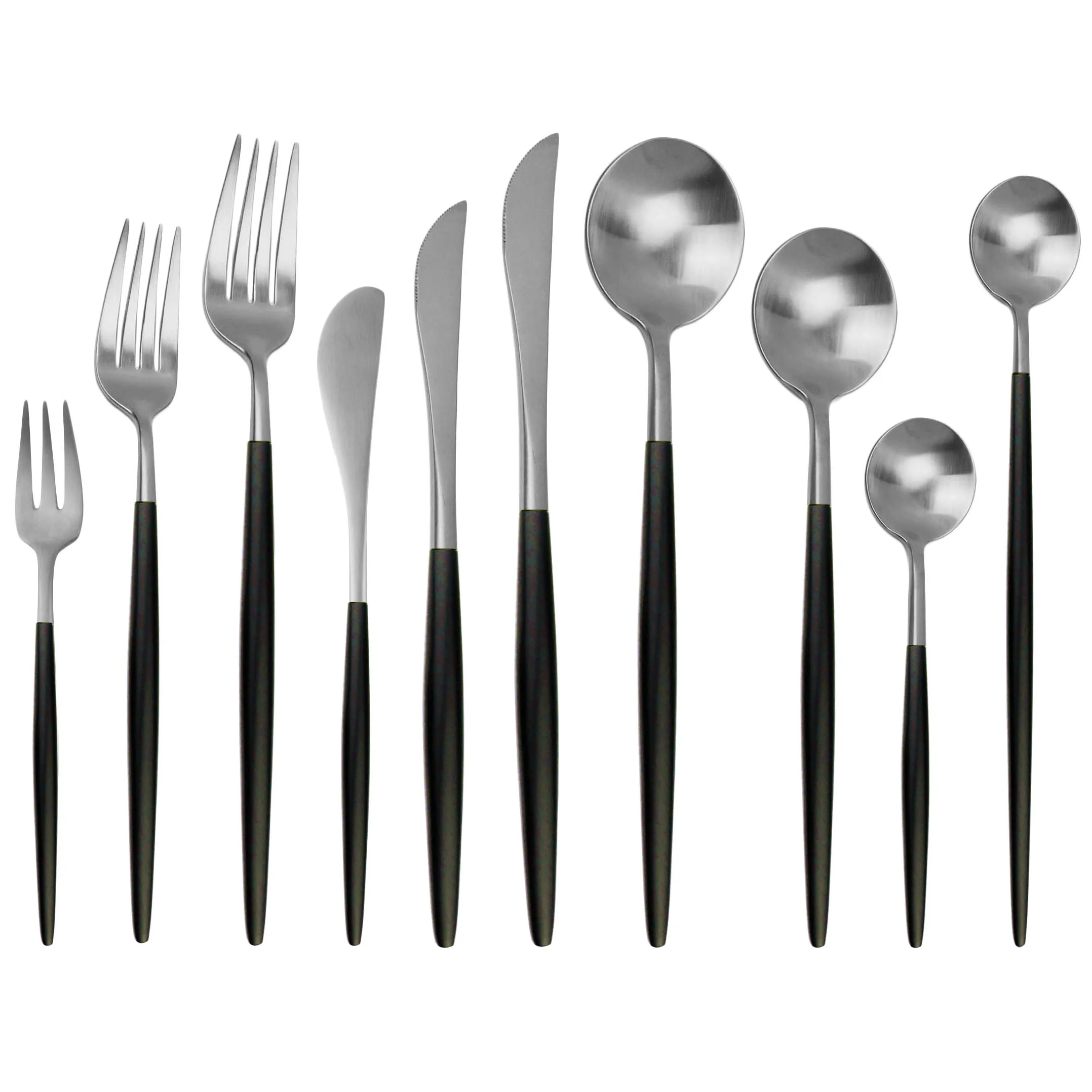 Negro Plata 18/10 cubertería juego de vajilla de acero inoxidable cuchillo de carne tenedor cuchara postre tenedor partido cocina juego de vajilla|Juegos de vajilla| - AliExpress
