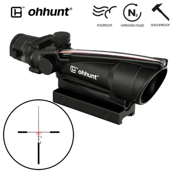 Reticle No.1 Red Тактический 5x35 в стиле ACOG настоящий волоконный красный или зеленый стекло с подсветкой шеврон сетка оптика прицелы для охоты - Цвет: Reticle No.1 Red