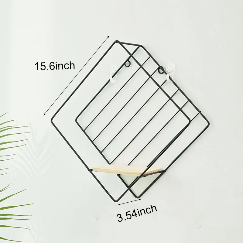 Online Holz Eisen Kunst Regal Nordic Stil Moderne Hexagon Lagerung Rack Wand Hängende Art Startseite Organizer Geometrische Figur Kunst Dekoration