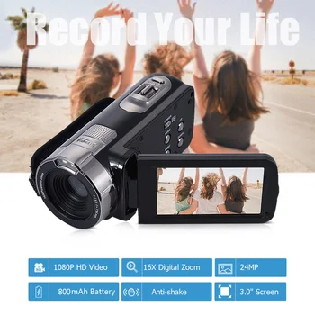

Andoer HDV-302P 3.0 Inch LCD Screen Full HD 1080P 15FPS 24MP 16X Digital Zoom Anti-shake Digital Video DV Camera Camcorder