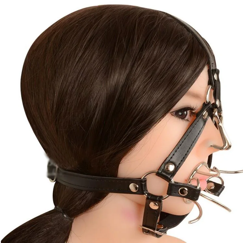 Fetish Kinky Adult Game Spider Shape Metal Ring Open Mouth Gags Ball Muzzles Nose Hook SM Slave harness Self bandage sex toys