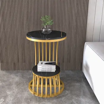 Luxury Small Round Wrought Iron Slab Creativity Side Table 2