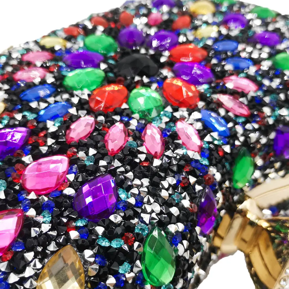 Бутик De FGG разноцветные стразы для женщин вечерние сумки Свадебная вечеринка дамы кристалл клатч кошелек и сумочка(две стороны