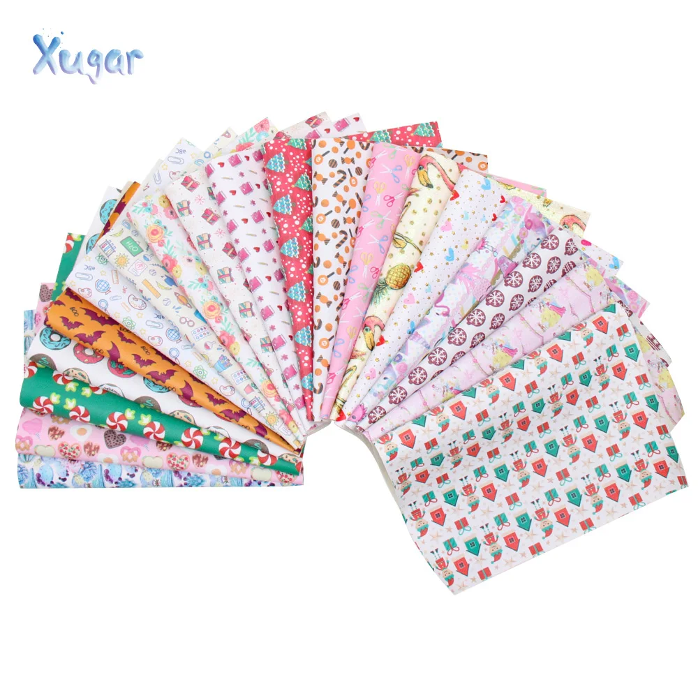 

BIG SALE! 10pcs 22*30cm Mixed Synthetic Leather Fabric Random Patterns Faux Leather Sheets for DIY Hiar Accessories Bags Fabric