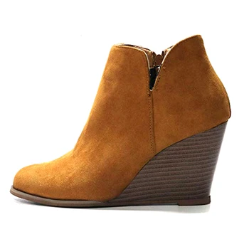 

Retro Euramerican Style Wedge Ankle Boots Plus Size Women PU Leather Shoes 35-43 for Autumn Winter ZJ55