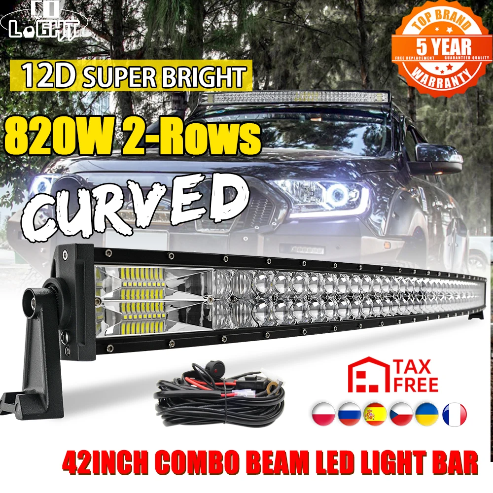 

CO LIGHT 12D 2-Row Led Light Bar 42" 820W Led Bar Spot Flood Beam 90000LM For Offroad ATV UTV UAZ Car Driving Work Light 12V 24V