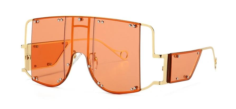 46215 металлические заклепки очки-оверсайз зеркальные Мужские Квадратные Солнцезащитные очки женские затемняющие очки тренд уникальные женские UV400
