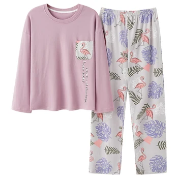 

Women's Pajamas Set Cute Fox Cartoon Sleepwear Women Cotton Long Sleeve Pijama Casual Homewear Pyjamas Wholesale