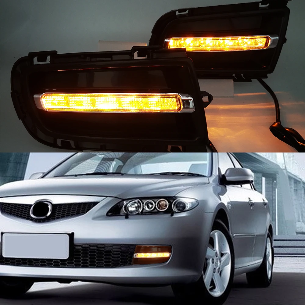 1 пара автомобильных мигающих дневных ходовых огней для Mazda 6 Mazda6 2005 2006 2007 2008 2009