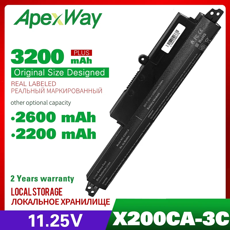 3 клетки ноутбука Батарея A31LM2H A31LM9H A31LMH2 для ASUS VivoBook F200CA F200M F200MA FX200CA R202CA X200CA X200MA |