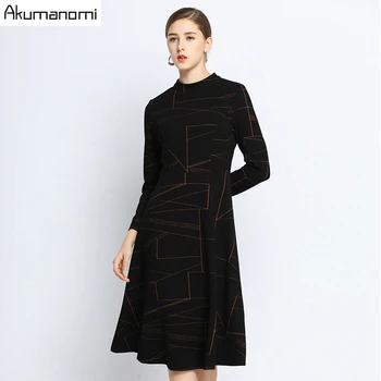 

Autumn Spring Vintage Dress Women Plus Size 5xl Stand Long Sleeve Black Party Office Elegant Dresses Vestidos Robe Jurken Shein