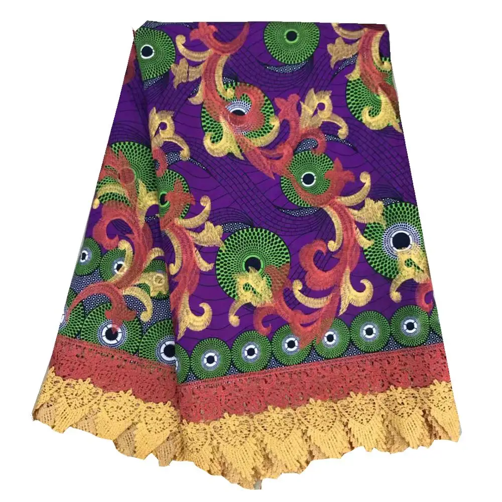 Гипюровая кружевная ткань, вышитая Высококачественная африканская восковая кружевная ткань со шнуром, швейцарское кружево с водой для платья 91111