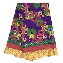 Гипюровая кружевная ткань, вышитая Высококачественная африканская восковая кружевная ткань со шнуром, швейцарское кружево с водой для платья 91111