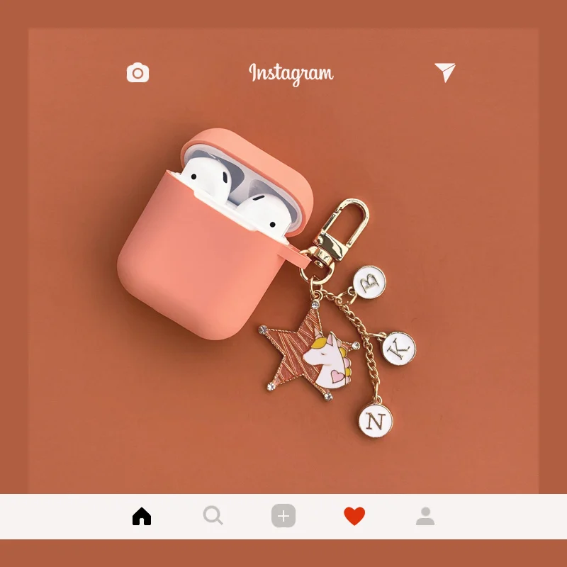Япония корейский ручной работы металлический Единорог письмо собака мультфильм брелок силиконовые беспроводные наушники чехол для AirPods 1 2 Крышка bluetooth