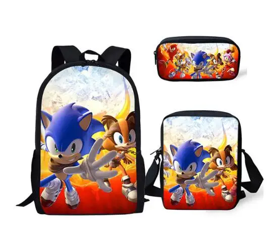 Мода 3 шт./компл. рюкзак Sonic зубная щётка 4 с рисунком ежа школьные рюкзаки для студентов с рисованным аниме дизайнер подростковое платье книга-в комплекте с набором подходящих сумок - Цвет: photo color